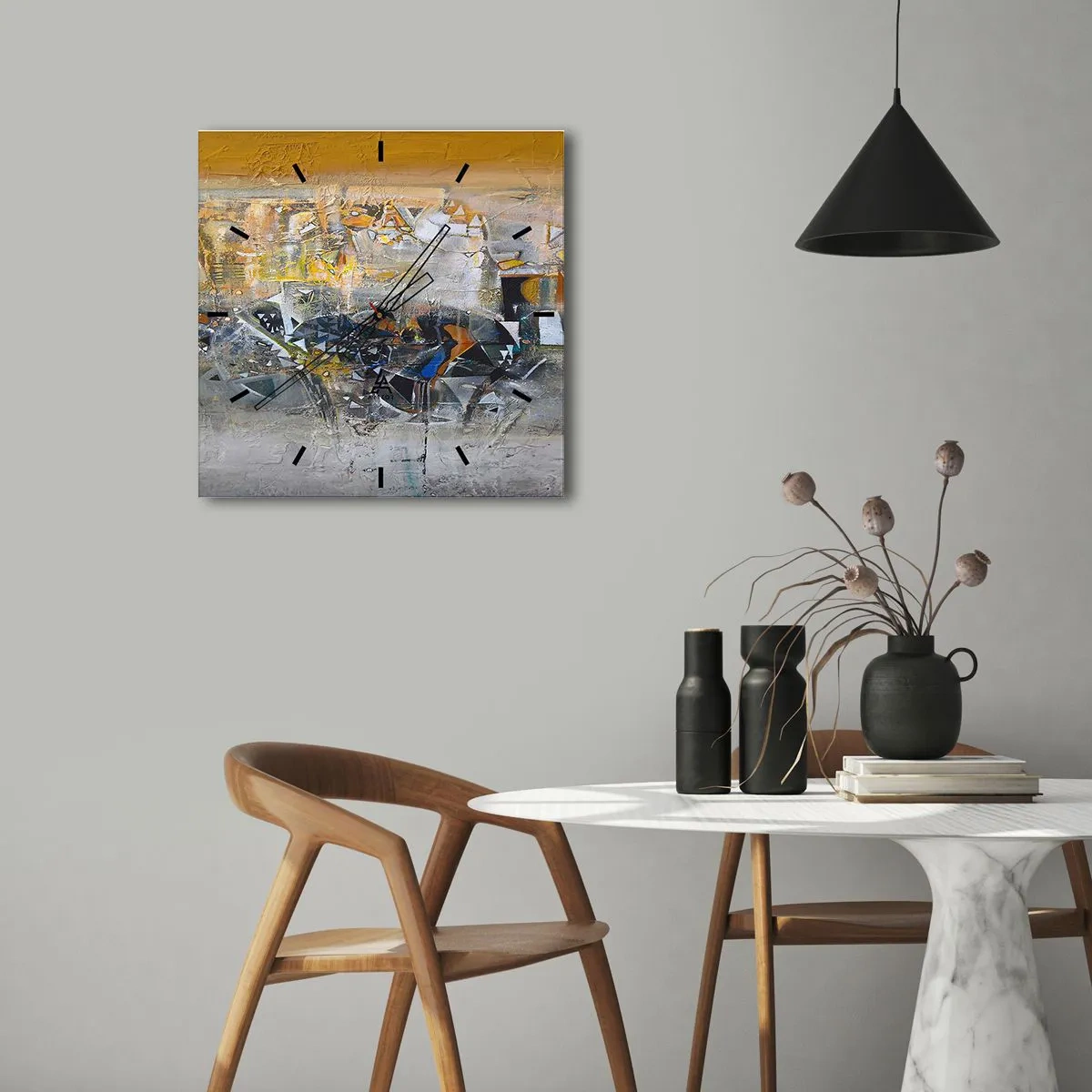 Väggklocka - Klocka på glas - Allt blir bra - 30x30 cm