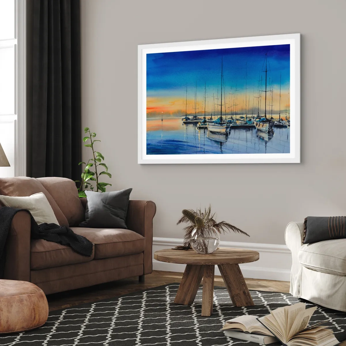 Affisch i vit ram - Slutet på en bra dag - 100x70 cm