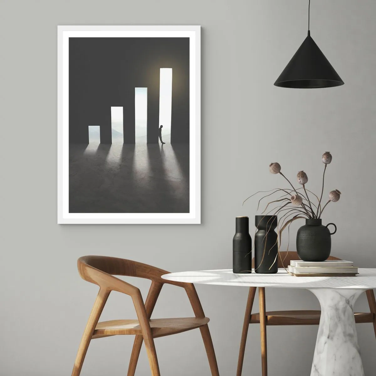 Affisch i vit ram - Framgång - ett intryck - 50x70 cm