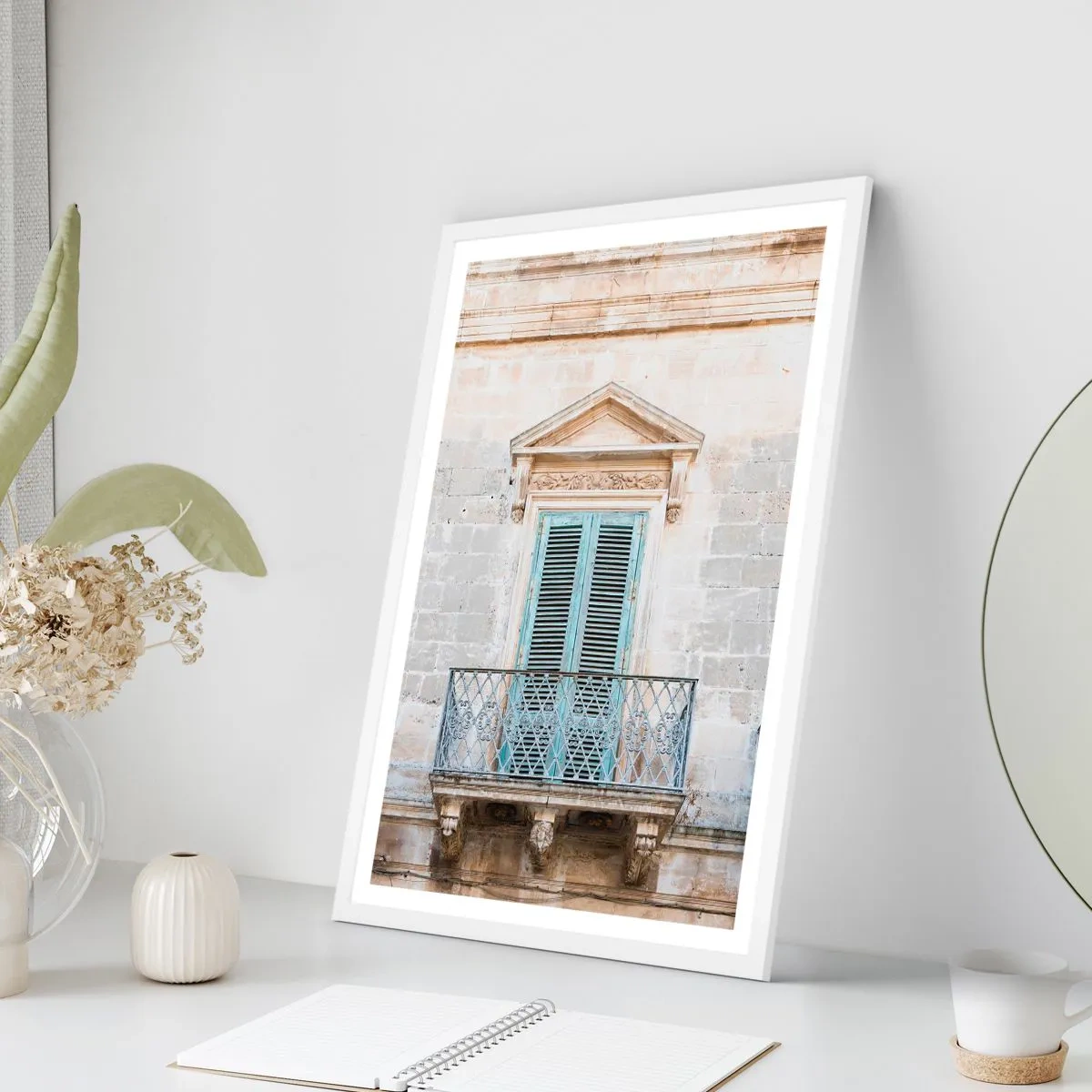 Affisch i vit ram - Italiens unika charm - 70x100 cm