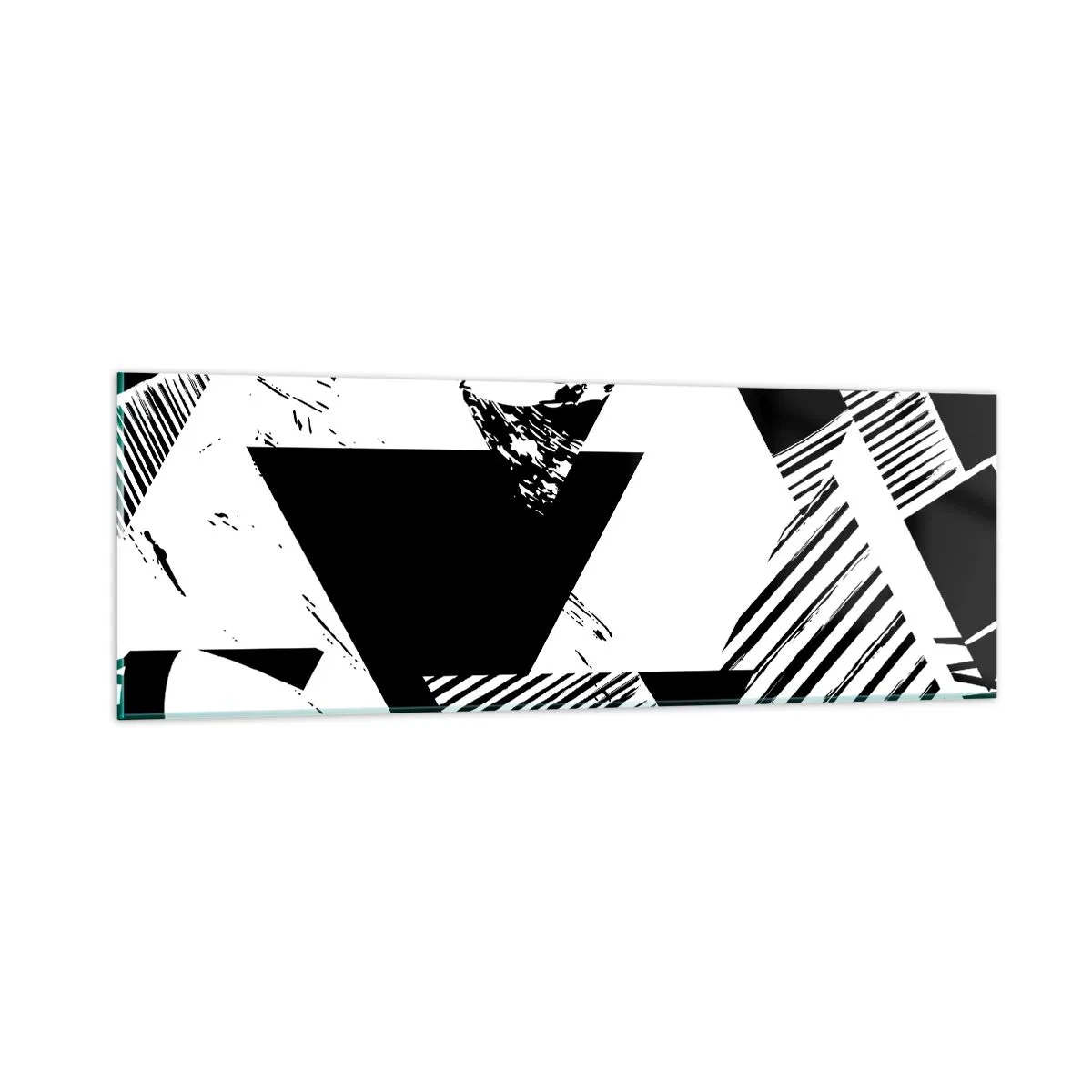 Glastavla - Bild på glas - Det regnar trianglar - 90x30 cm