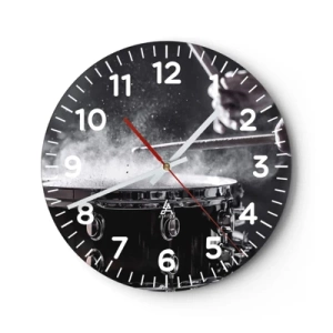 Väggklocka - Klocka på glas - Musikens puls - 40x40 cm