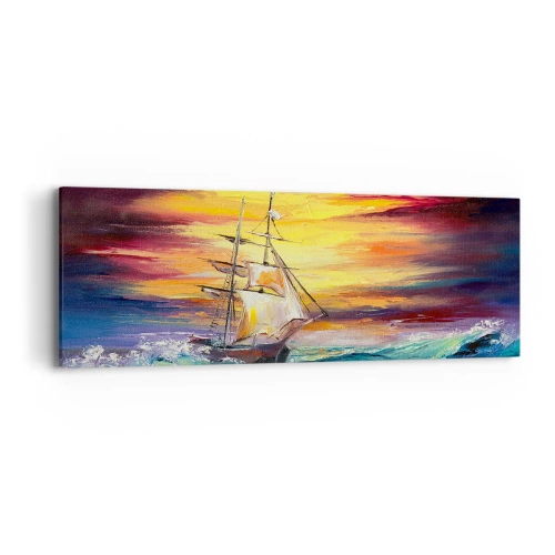 Canvastavla - Bild på duk - Modigt mot vågorna - 90x30 cm