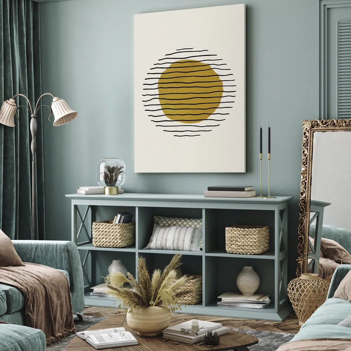 Canvastavla - Bild på duk - Abstraktion som darrar av glöd - 45x80 cm