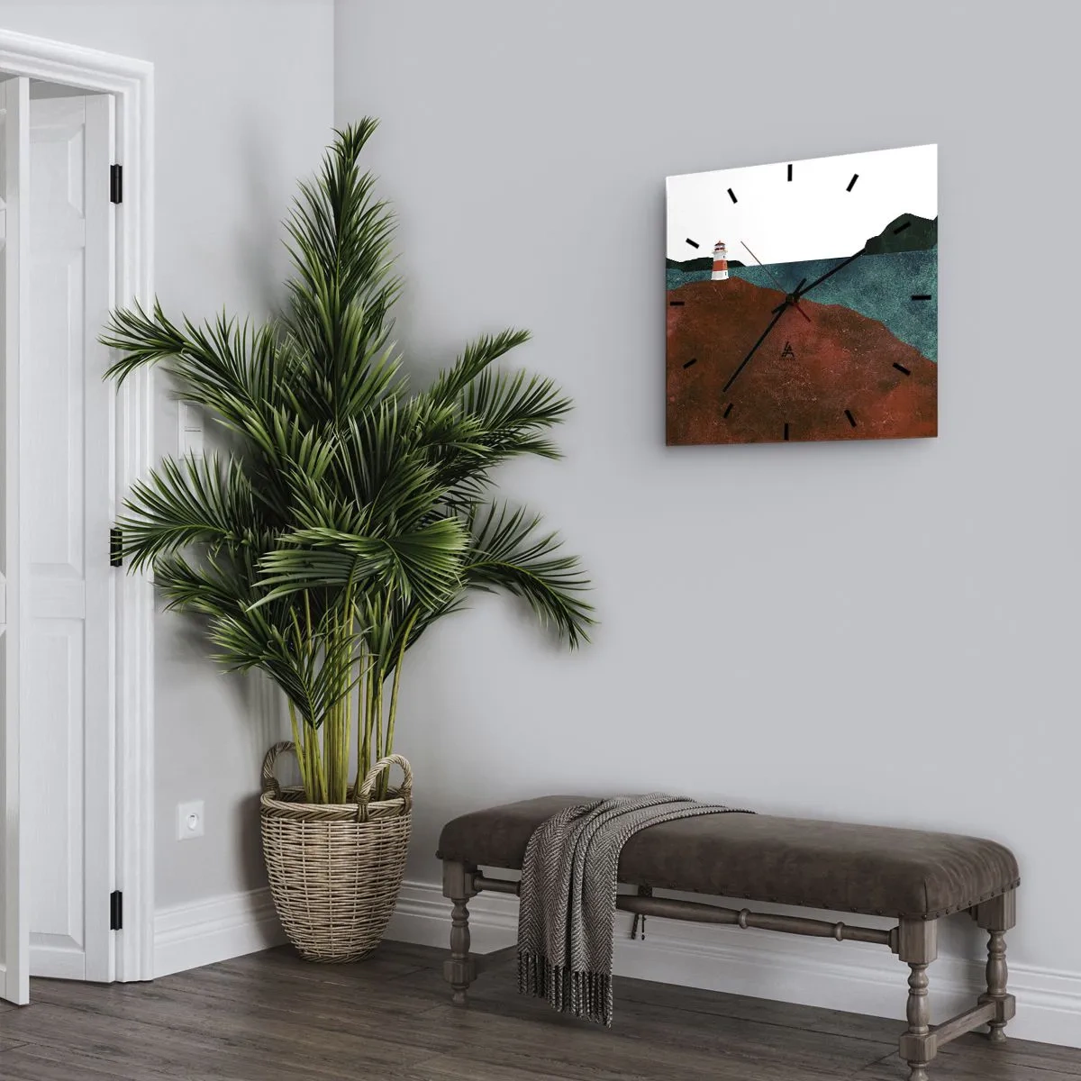 Väggklocka - Klocka på glas - Med blicken riktad mot havet - 30x30 cm