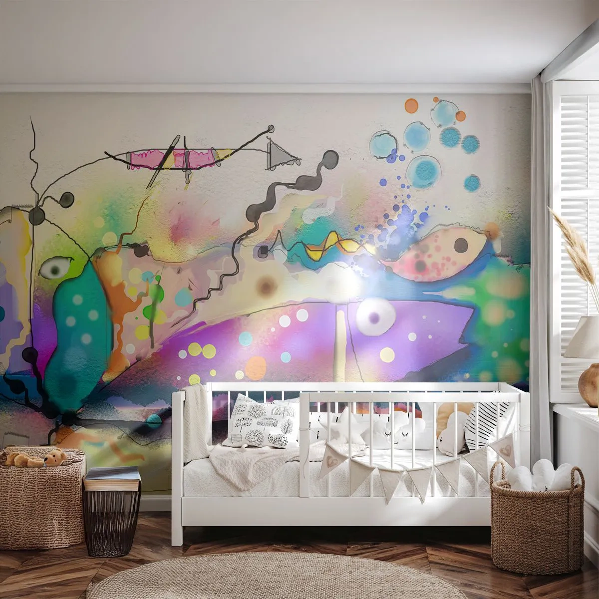 Fototapet Premium Sand - Det saknas ord! - Abstraktion, Fisk, Grafik - 100x70 cm