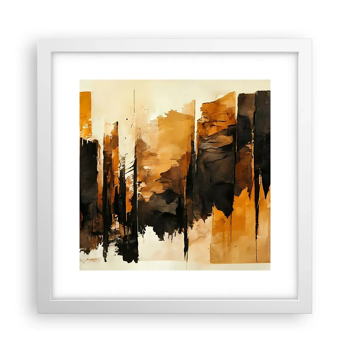 Affisch i vit ram - Harmoni av svart och guld - 30x30 cm