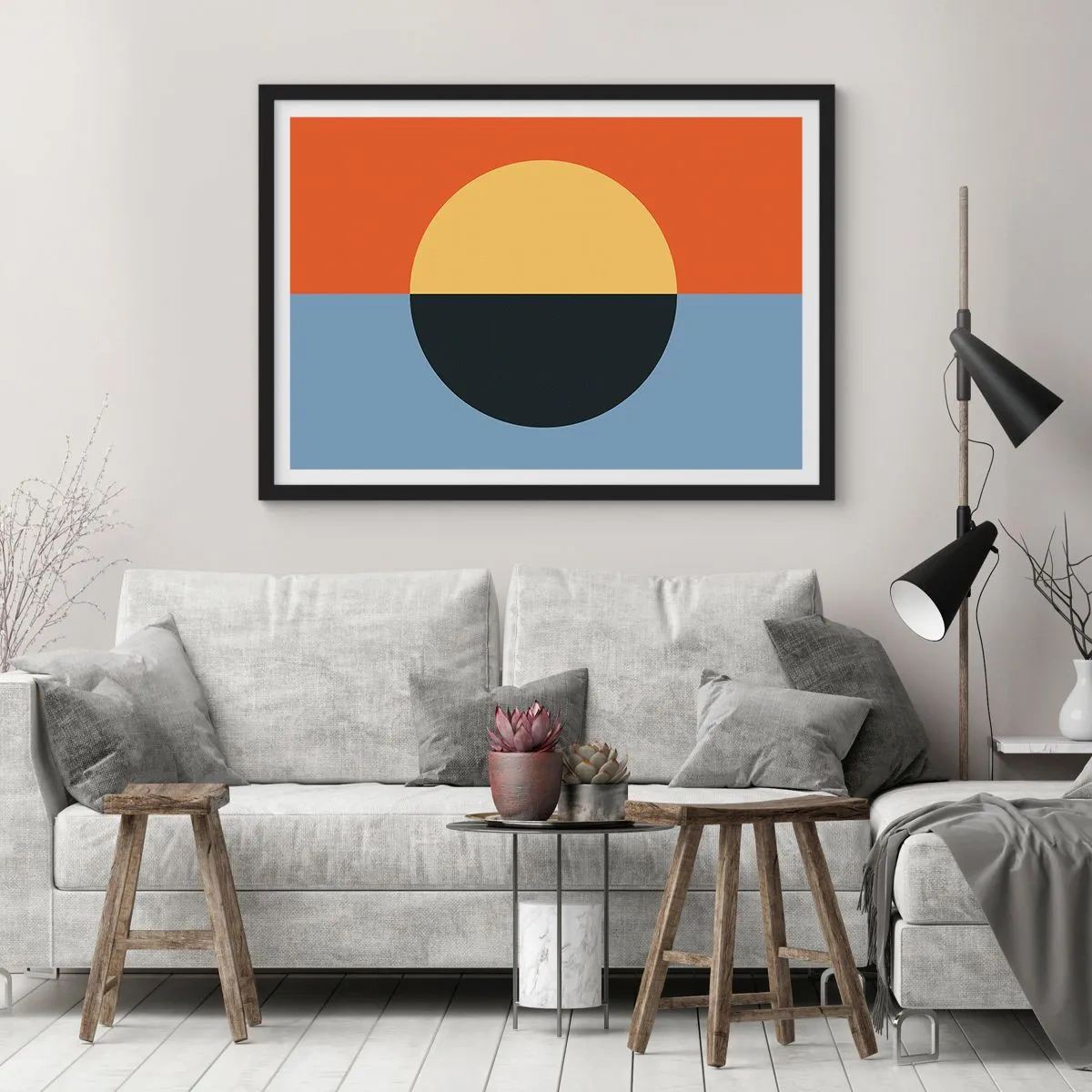 Affisch i svart ram - Komposition av värme och kyla - 40x30 cm