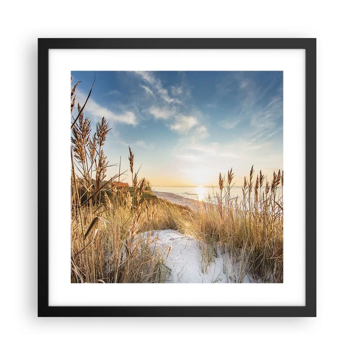 Affisch i svart ram - Nordlig strand - 40x40 cm