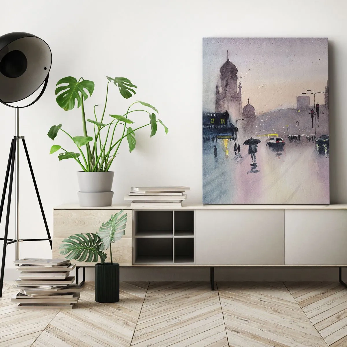 Canvastavla - Bild på duk - I regnig dimma - 50x70 cm