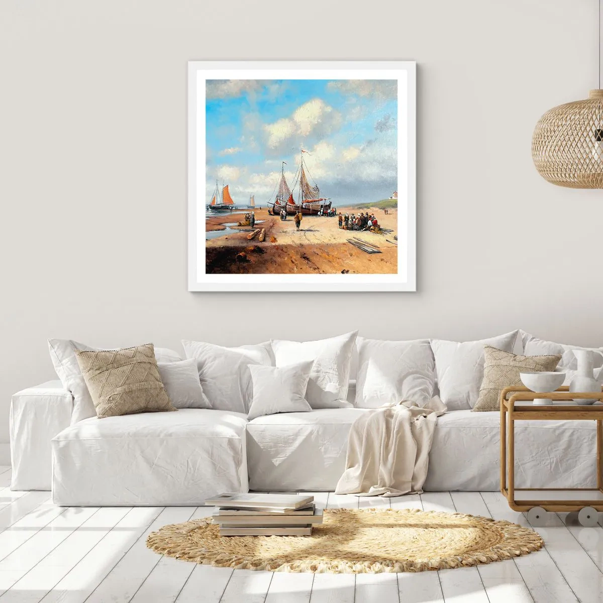 Affisch i vit ram - Efter en lyckad fångst - 30x30 cm