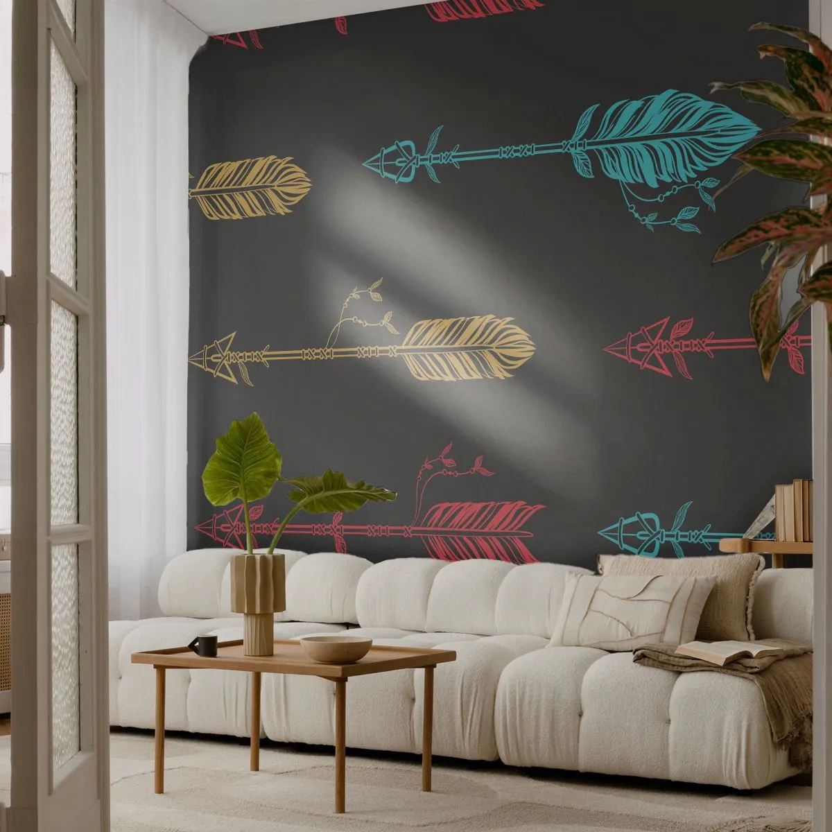 Fototapet Premium Sand - I ordning - Abstraktion, Boho, Pil - 150x105 cm