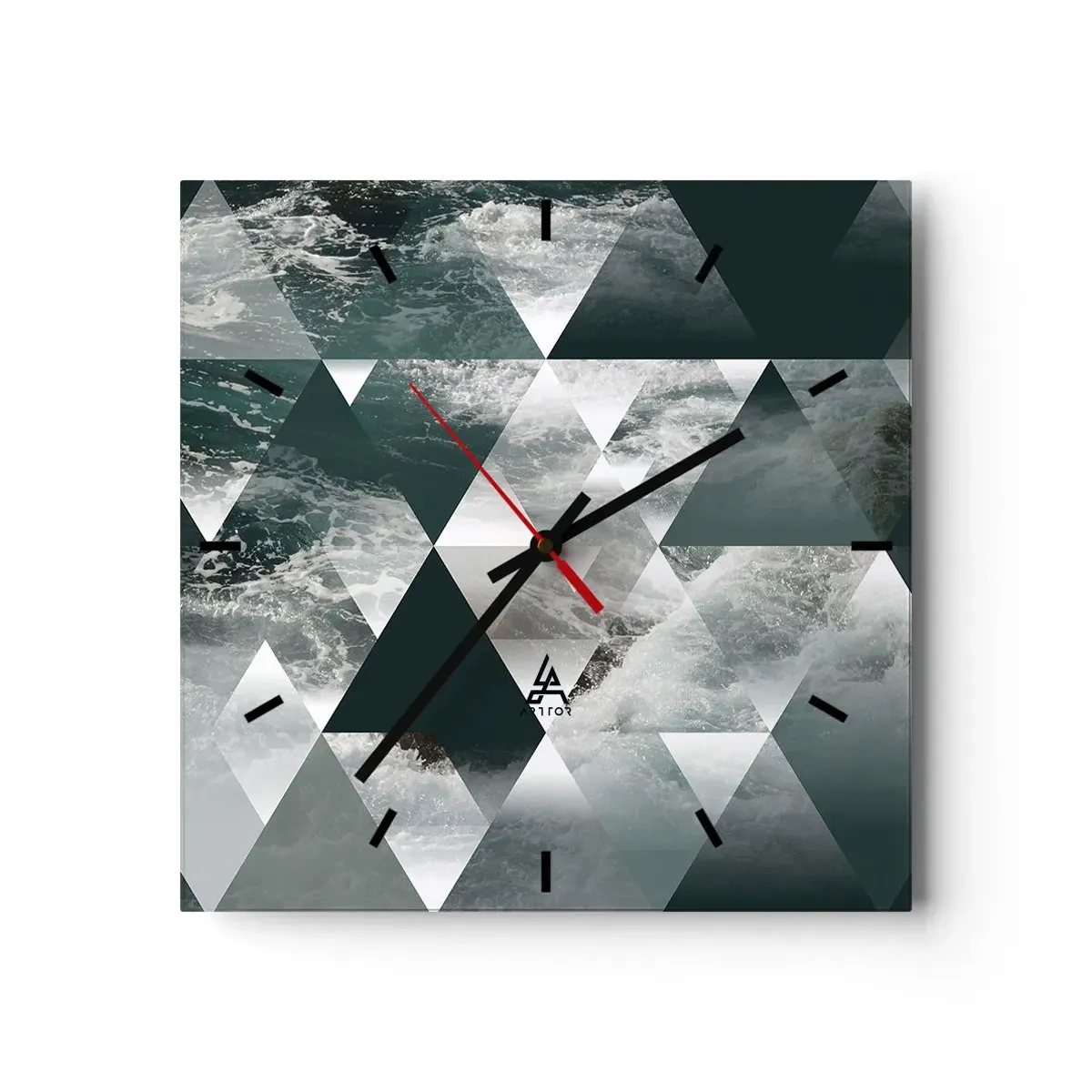 Väggklocka - Klocka på glas - Kristallperspektiv - 40x40 cm