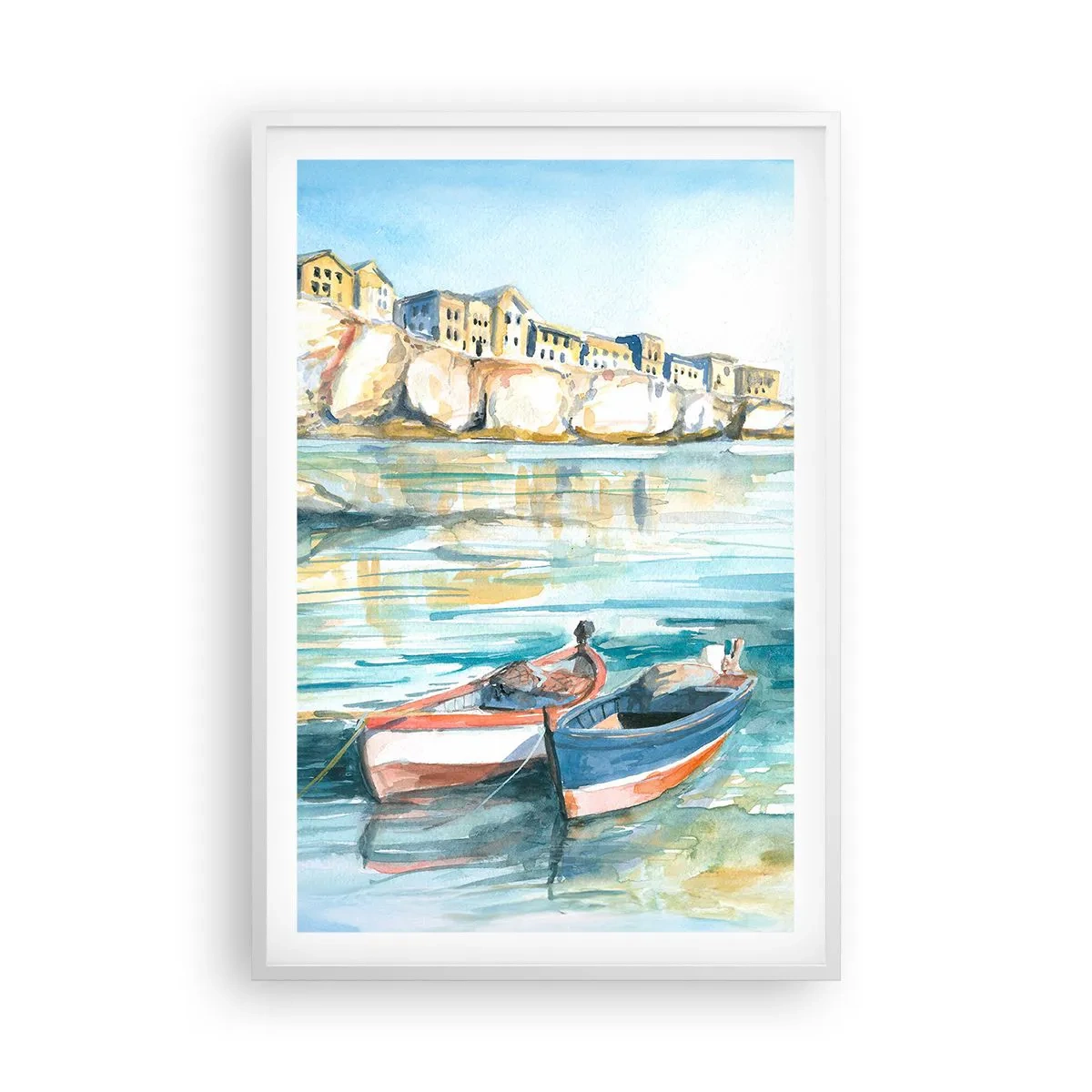 Affisch i vit ram - Landskap i azurblått - 61x91 cm