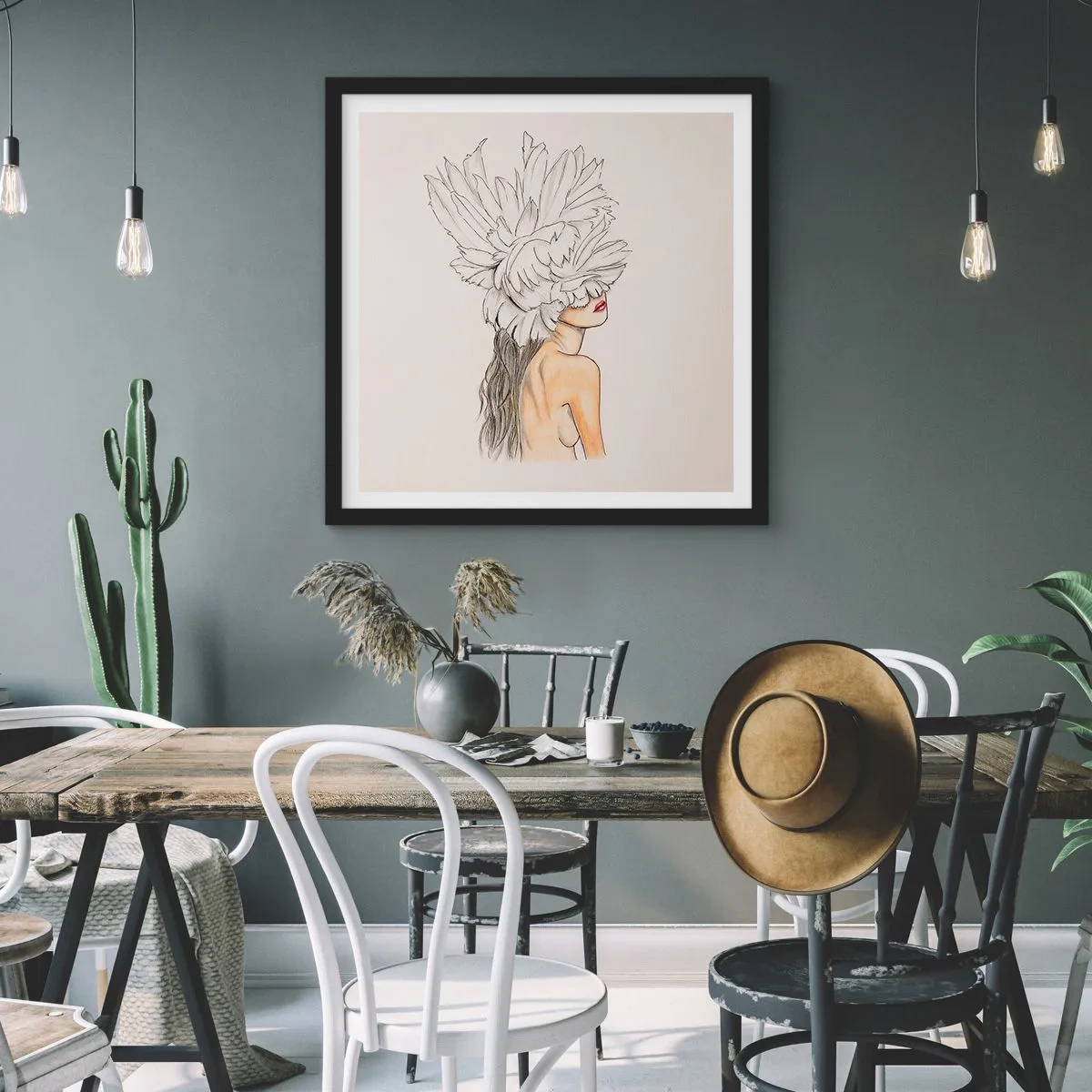 Affisch i svart ram - Krönt skönhet - 60x60 cm