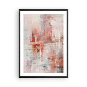Affisch i svart ram - Abstrakt komposition i nyanser av rött och blått - 50x70cm - Dimmigt. Rosa - Modern väggdekoration för vardagsrum och sovrum ARTTOR