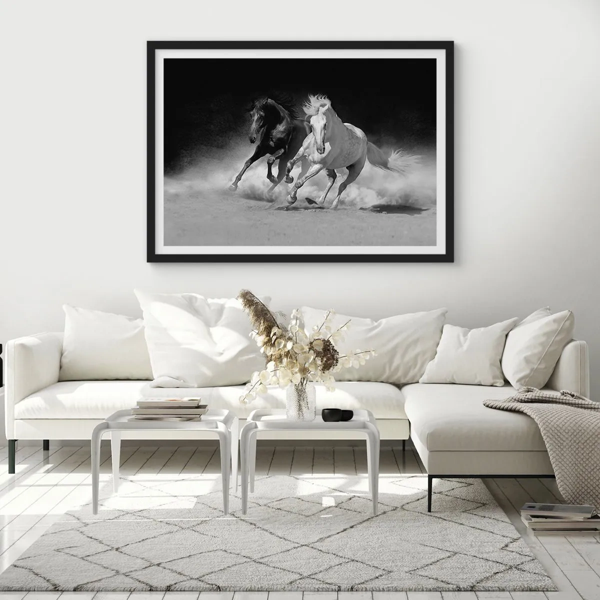 Affisch i svart ram - Frihetens galopp - 70x50 cm
