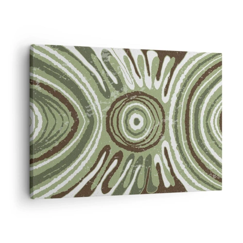 Canvastavla - Bild på duk - Abstrakta mönster i nyanser av grönt och brunt - 70x50cm - Explosion av känslor - Modern väggdekoration för vardagsrum och sovrum ARTTOR