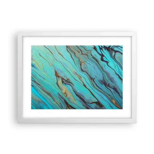 Affisch i vit ram - Turkost tidvatten - 40x30 cm