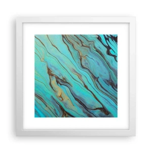 Affisch i vit ram - Turkost tidvatten - 30x30 cm