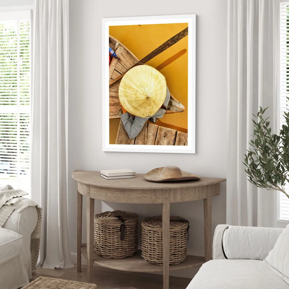 Affisch i vit ram - Liv på den gula floden - 50x70 cm