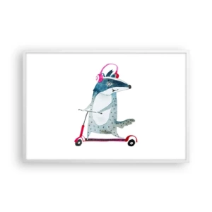 Affisch i vit ram - Grävlingens glädje - 91x61 cm