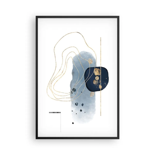 Affisch i svart ram - Blå-guld fantasi - 61x91 cm