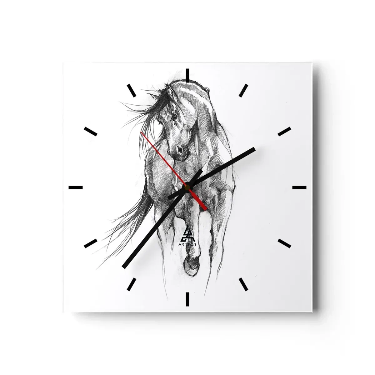 Väggklocka - Klocka på glas - Elegant trav - 30x30 cm