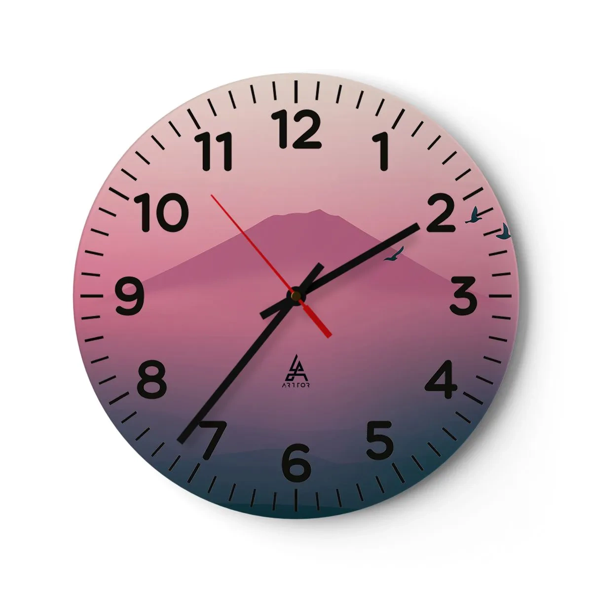 Väggklocka - Klocka på glas - Vandrare över molnen - 30x30 cm