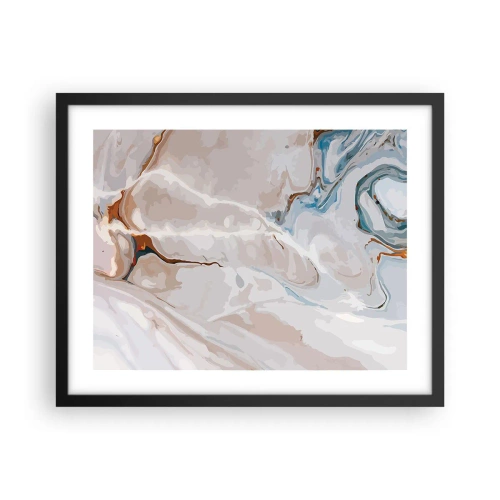 Affisch i svart ram - Blåa meanderlopp under vithet - 50x40 cm