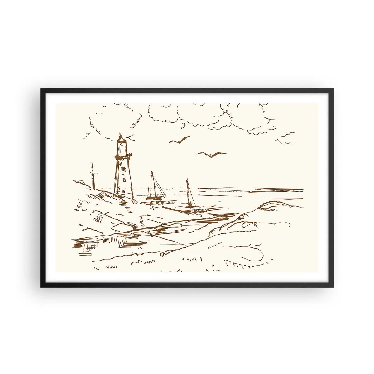 Affisch i svart ram - Sommarminnets kontur - 91x61 cm