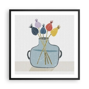 Affisch i svart ram - Vallmovas - 60x60 cm