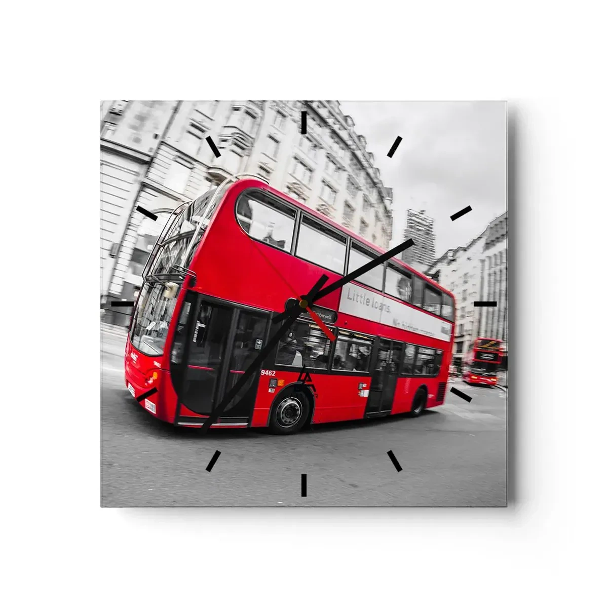 Väggklocka - Klocka på glas - Londo traditionellt - by bus - 30x30 cm