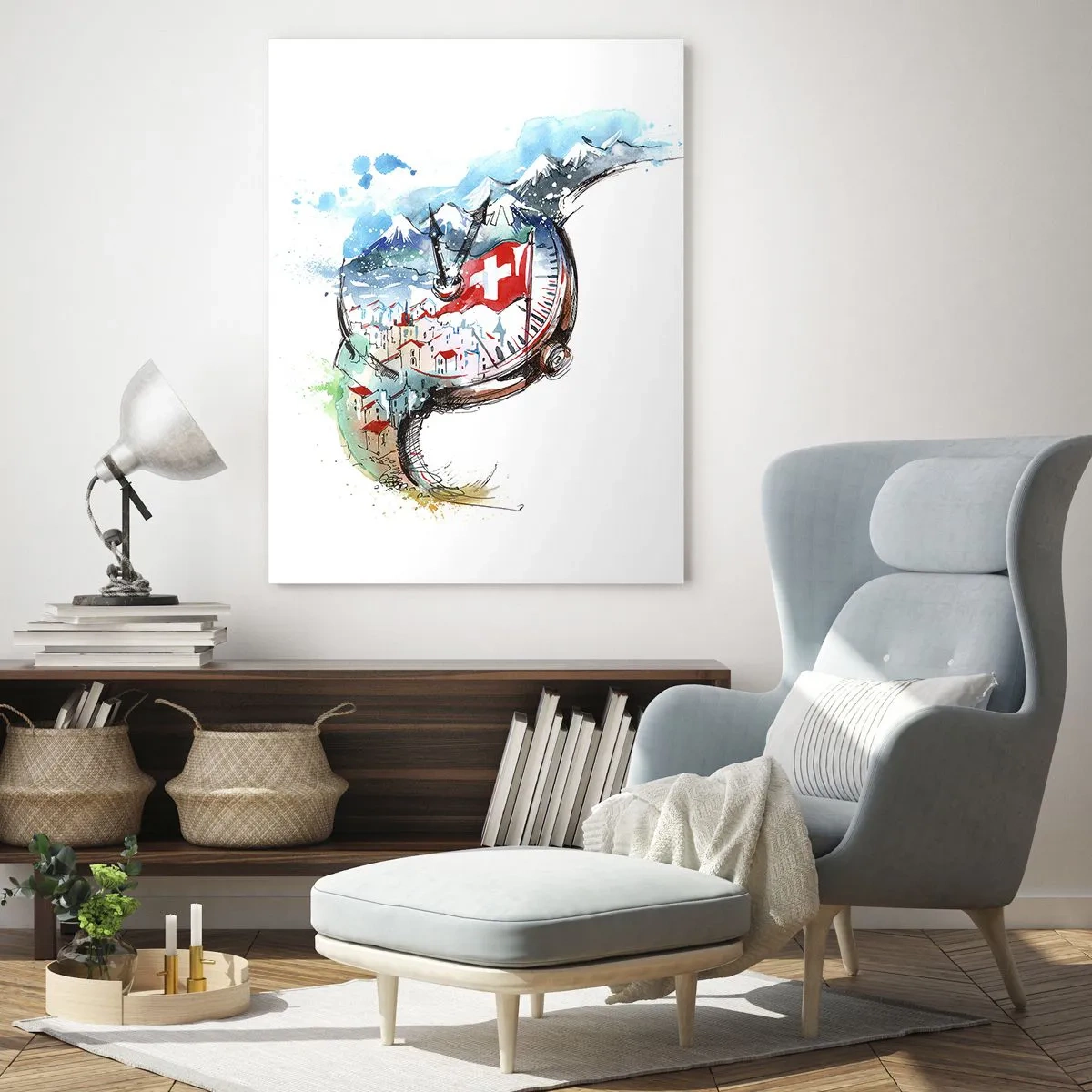 Glastavla - Bild på glas - Schweiz anda - 50x70 cm