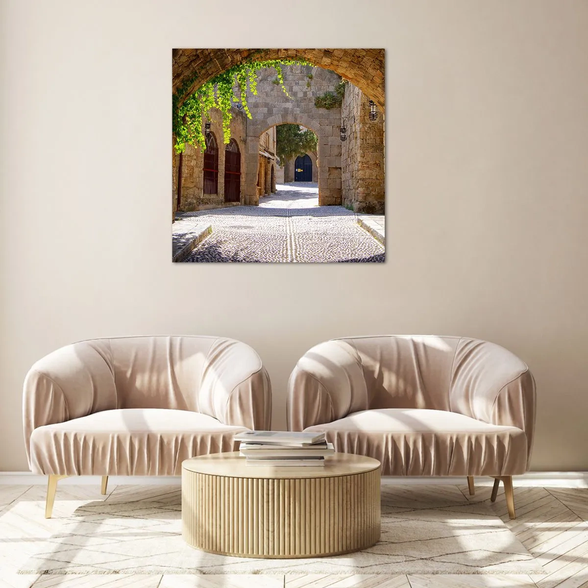 Glastavla - Bild på glas - Snart kommer processionen - 40x40 cm