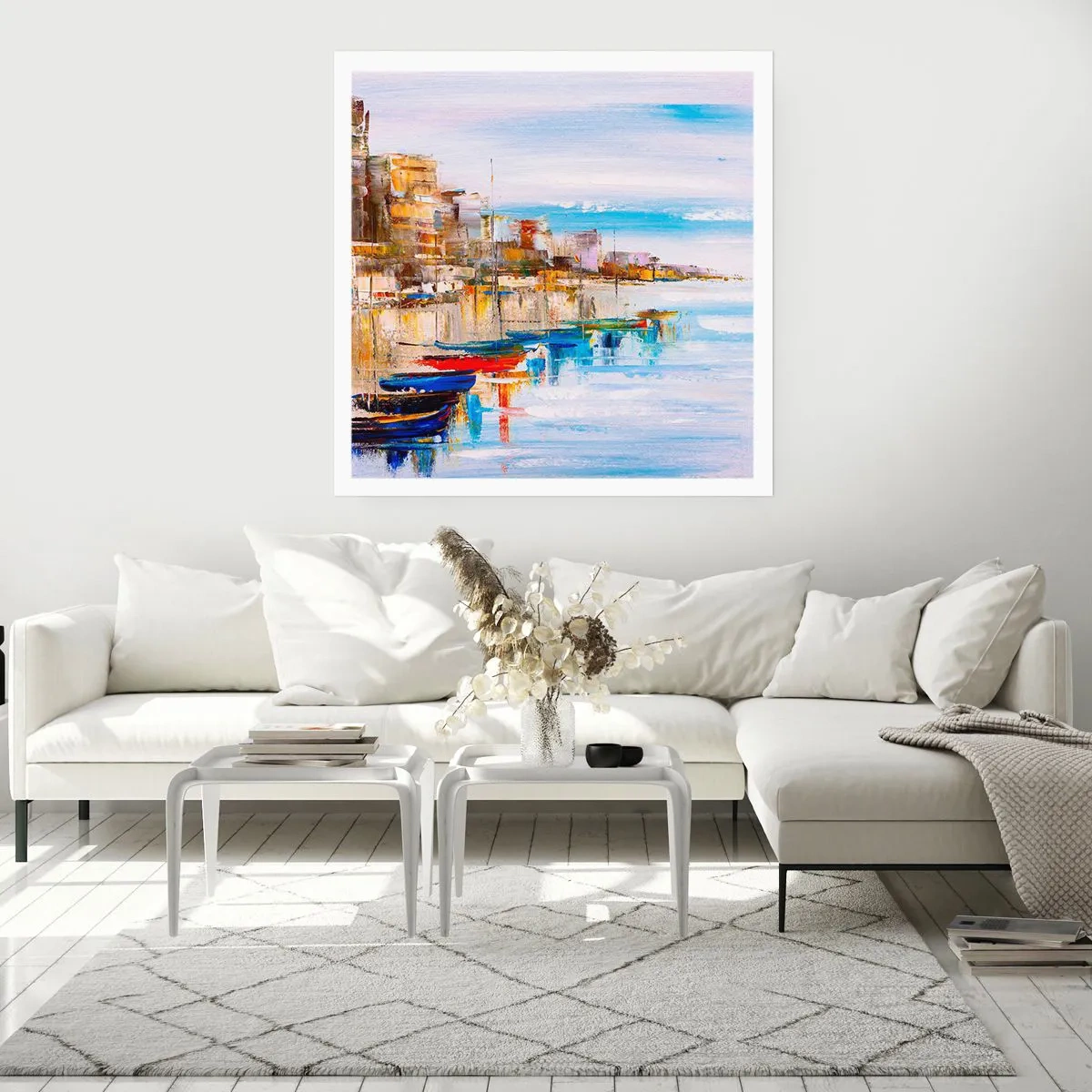 Affisch - Flerfärgad urban hamn - 60x60 cm