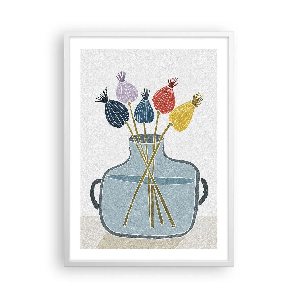 Affisch i vit ram - Vallmovas - 50x70 cm