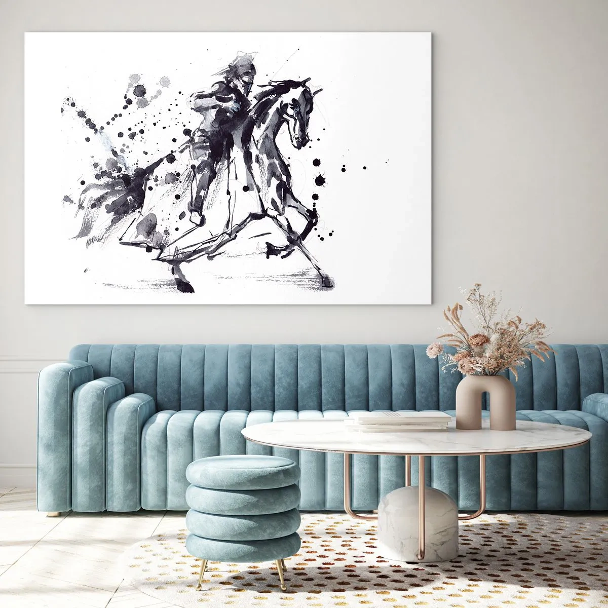 Glastavla - Bild på glas - Svart riddare - 120x80 cm