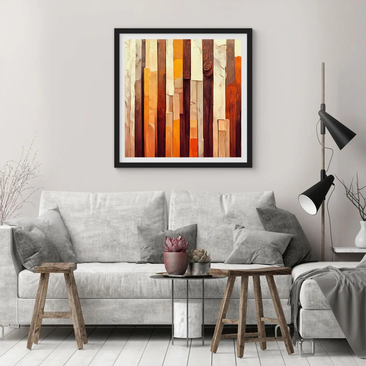 Affisch i svart ram - Hymn av skogens träd - 40x40 cm