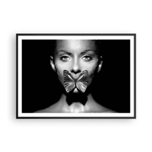 Affisch i svart ram - Fjärilkyss - 100x70 cm