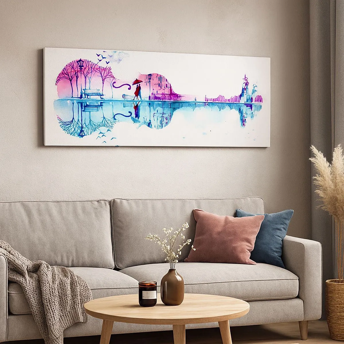 Canvastavla - Bild på duk - Regnmusik - 100x40 cm