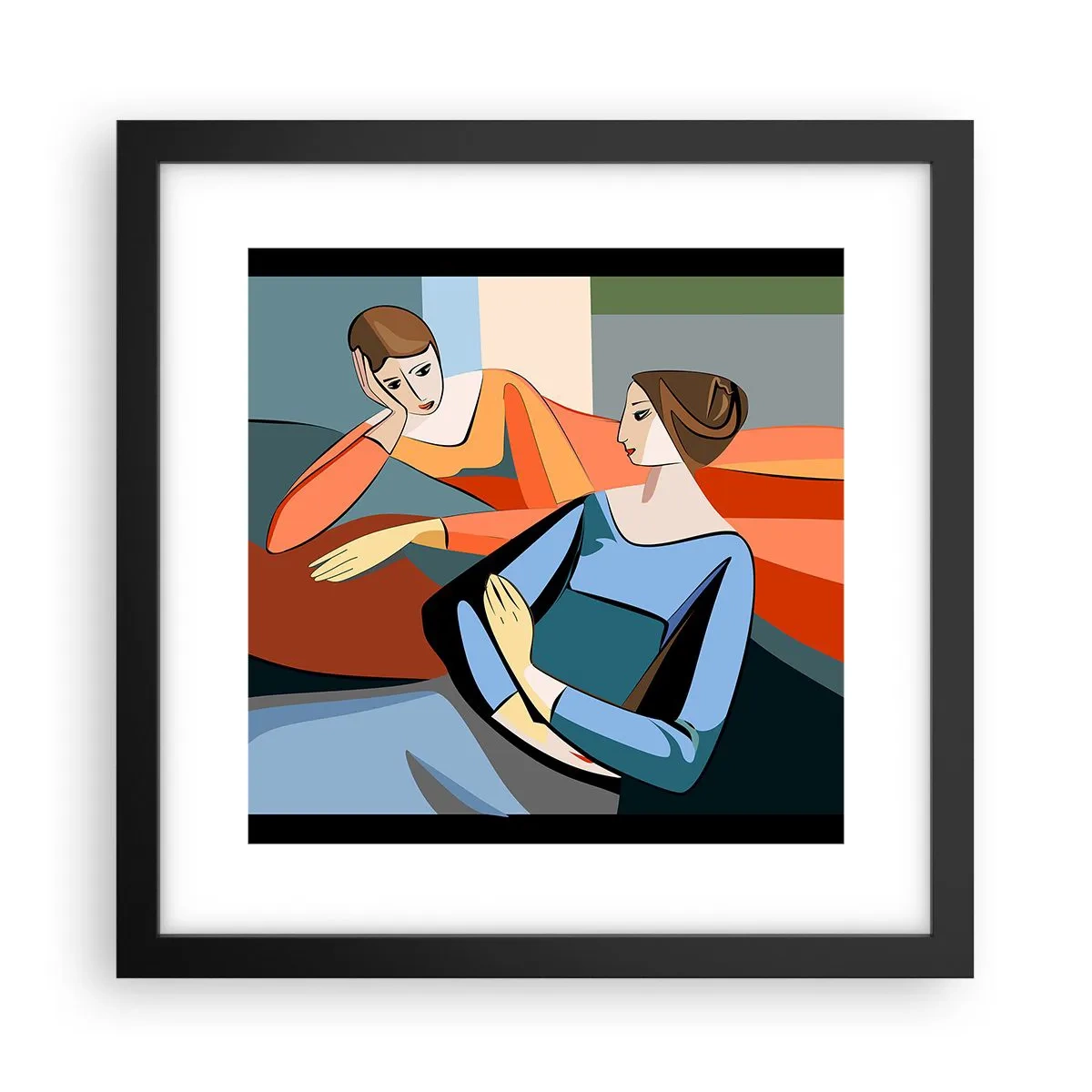 Affisch i svart ram - Ett ögonblick av förtrolighet - 30x30 cm