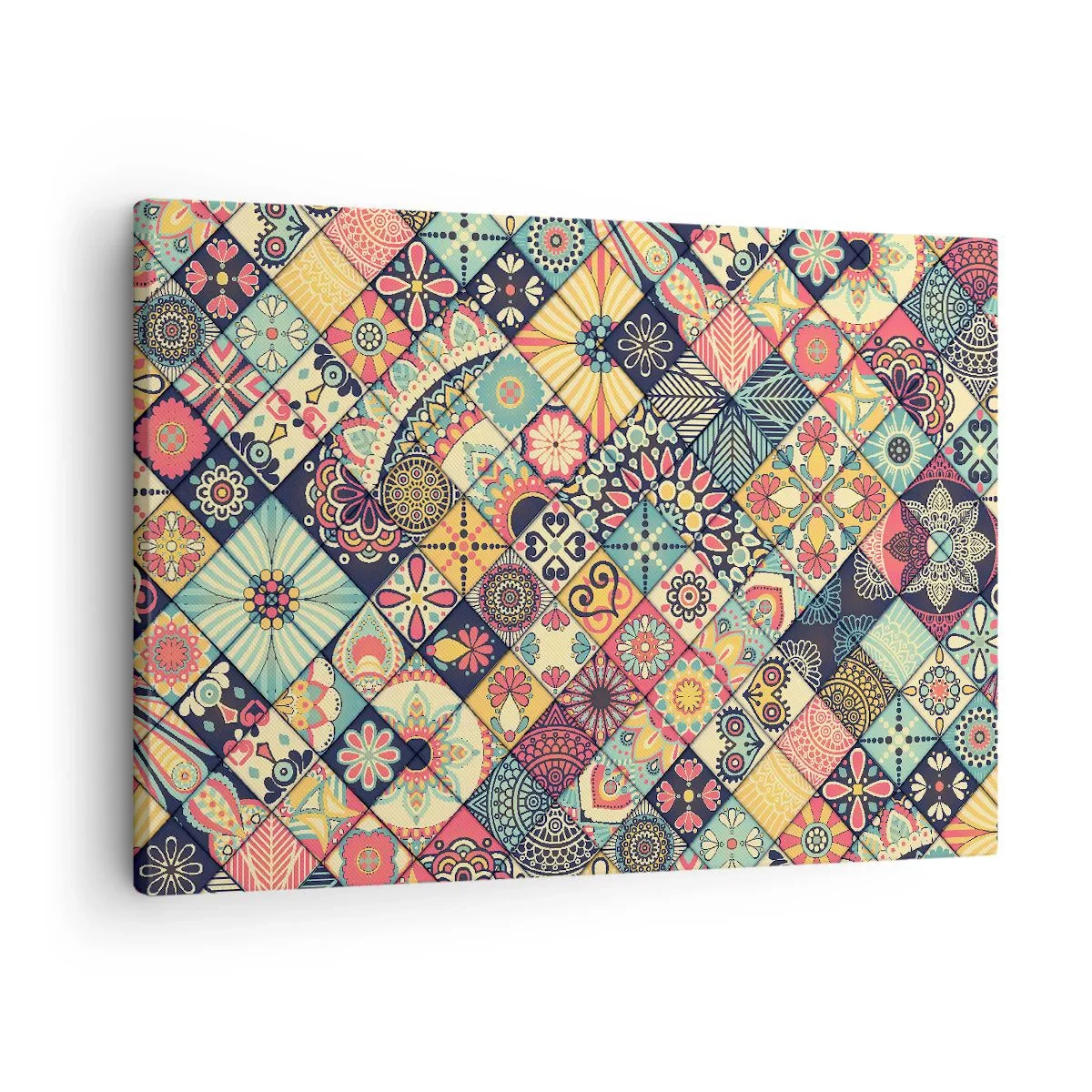 Canvastavla - Bild på duk - Färgglada geometriska mönster inspirerade av marockansk stil - 70x50cm - Marockansk stämning - Modern väggdekoration för vardagsrum och sovrum ARTTOR