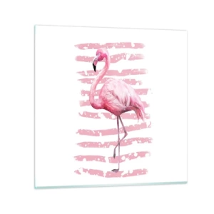 Glastavla - Bild på glas - Med värdighet trots i rosa färg - 30x30 cm