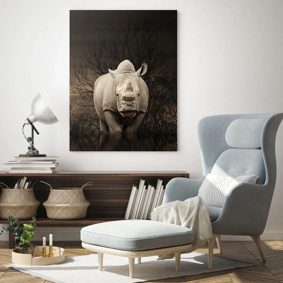Glastavla - Bild på glas - Vit mot naturen - 50x70 cm
