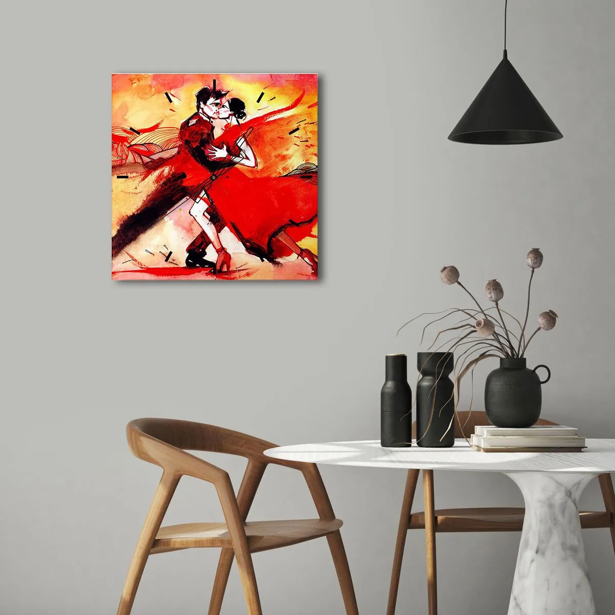 Väggklocka - Klocka på glas - Passionens lila rytm - 40x40 cm