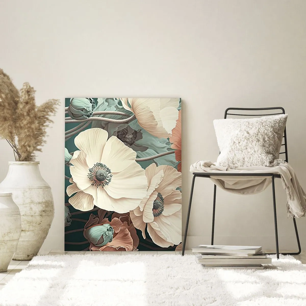 Glastavla - Bild på glas - Viskningar av vallmo - 80x120 cm