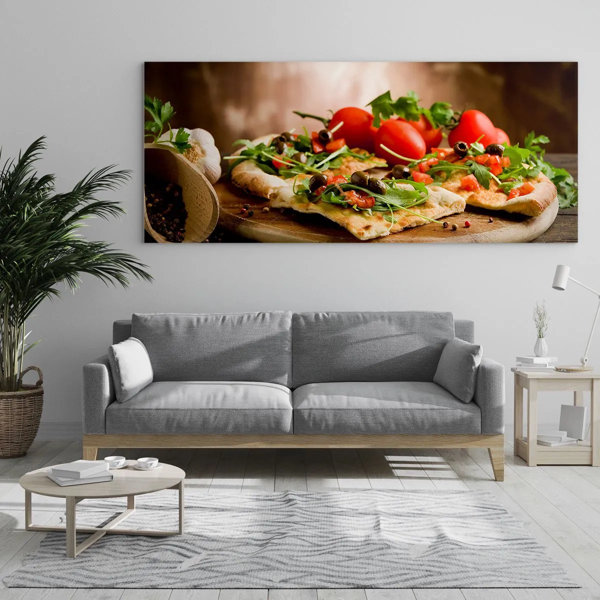 Glastavla - Bild på glas - Direkt från ugnen och trädgården - 100x40 cm