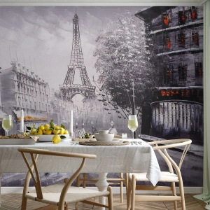 Fototapet Premium Canvas - Promenad i Paris - Stad, Paris, Eiffeltornet - 350x256 cm