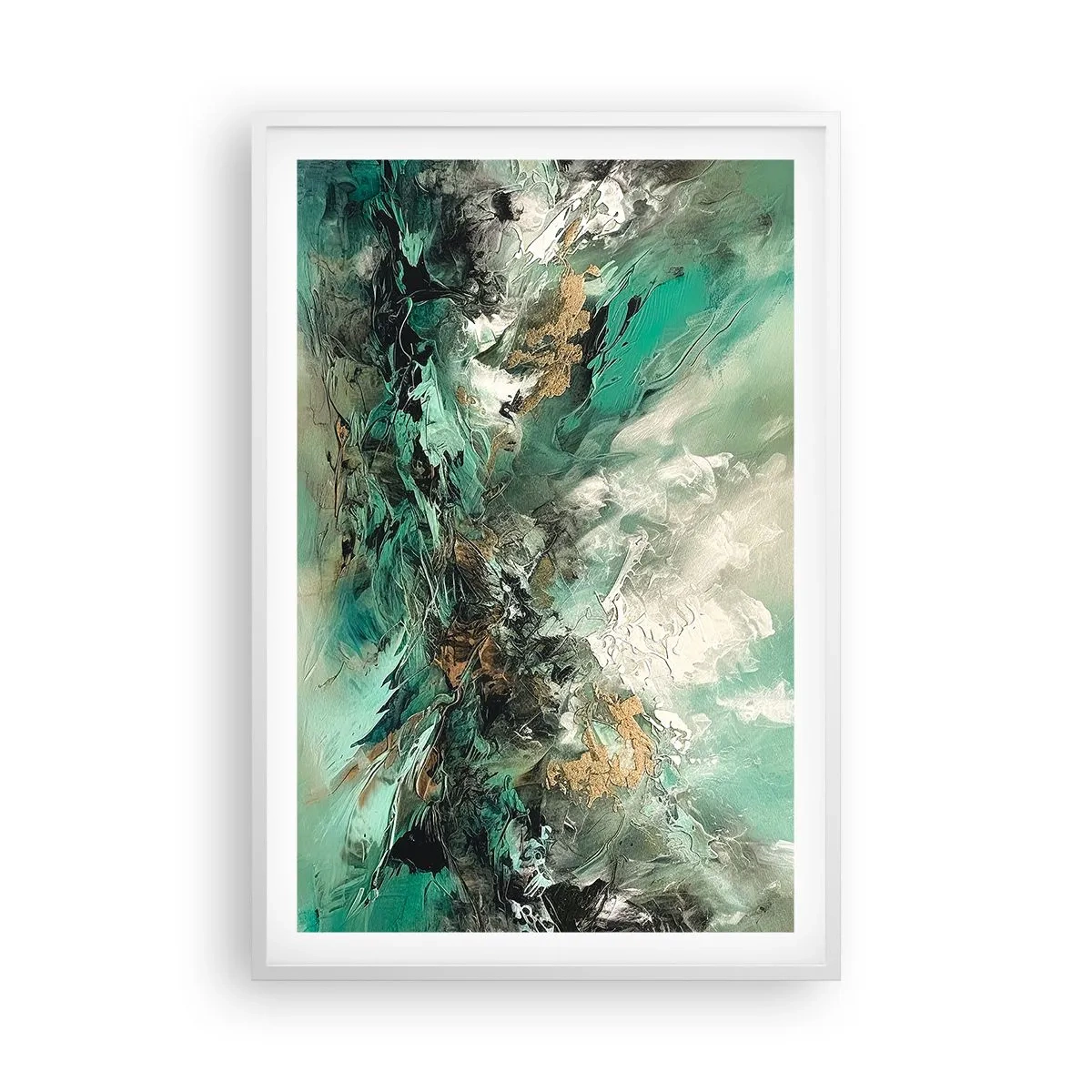 Affisch i vit ram - Smaragdsvart bränna - 61x91 cm